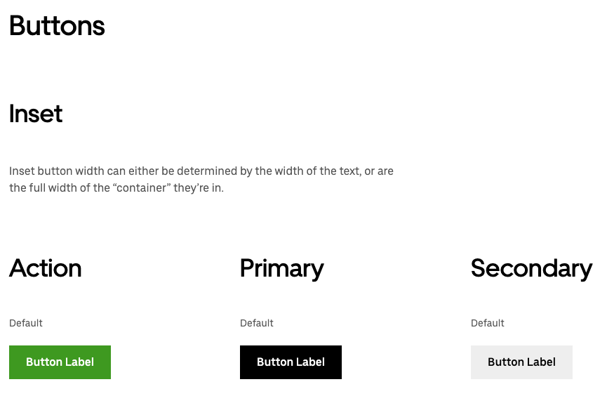 Figure 8. We built UberEats.com’s internal style guide using Storybook so developers would have a reference for visual elements such as buttons.